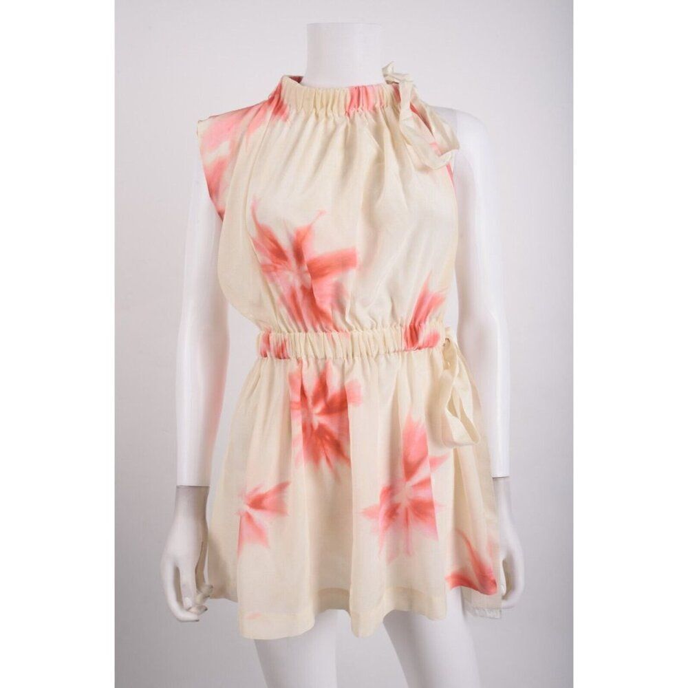 Sportmax Womans Waistcoat Top Shirt Size 8 EU 38 Ivory Pink Floral Silk NWT